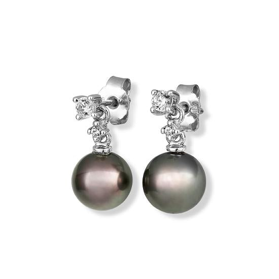 OHRSCHMUCK - TAHITI-Z.-PERLE/Brill. 0,20 Ct. H/si