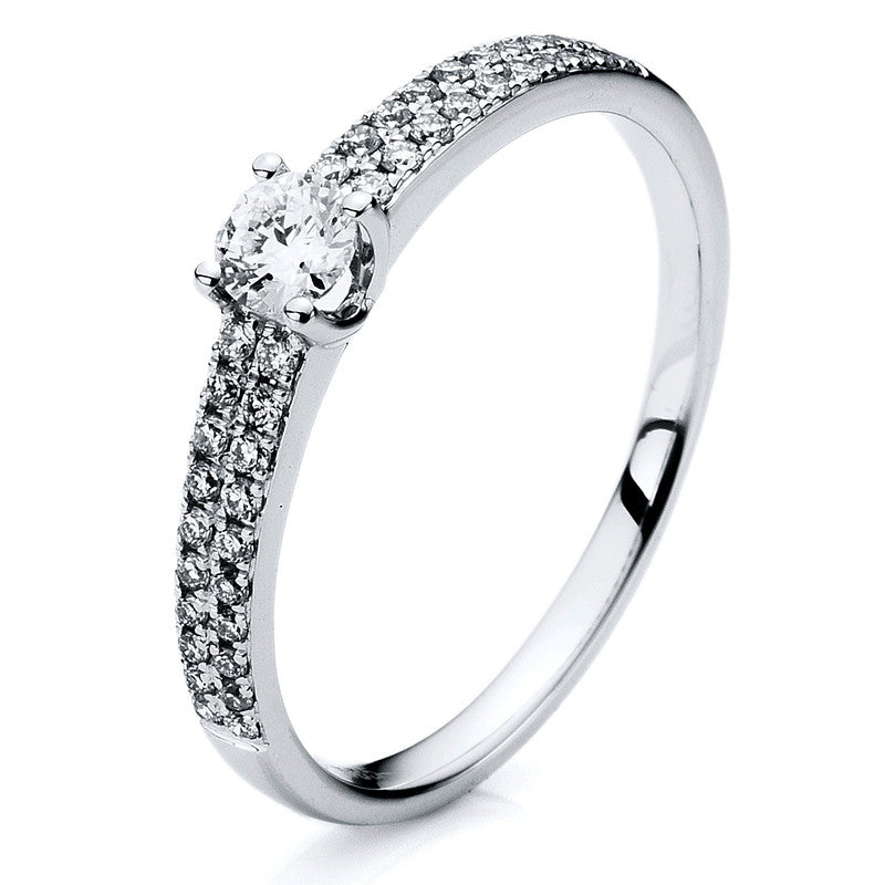 Ring 4 prongs 18 kt white gold