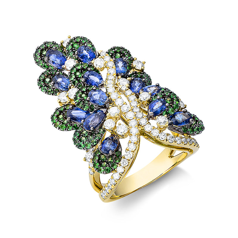 Ring 18 kt GG, Fassung teils schwarz rhodinie