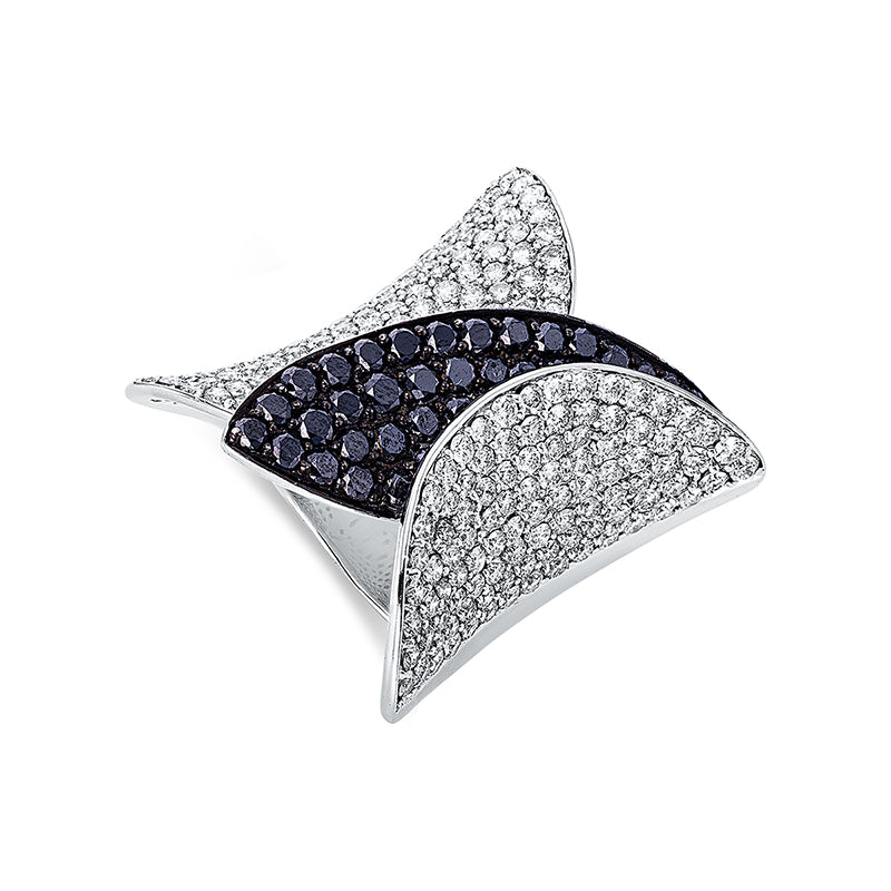 Ring 18 kt WG, Fassung teils schwarz rhodinie