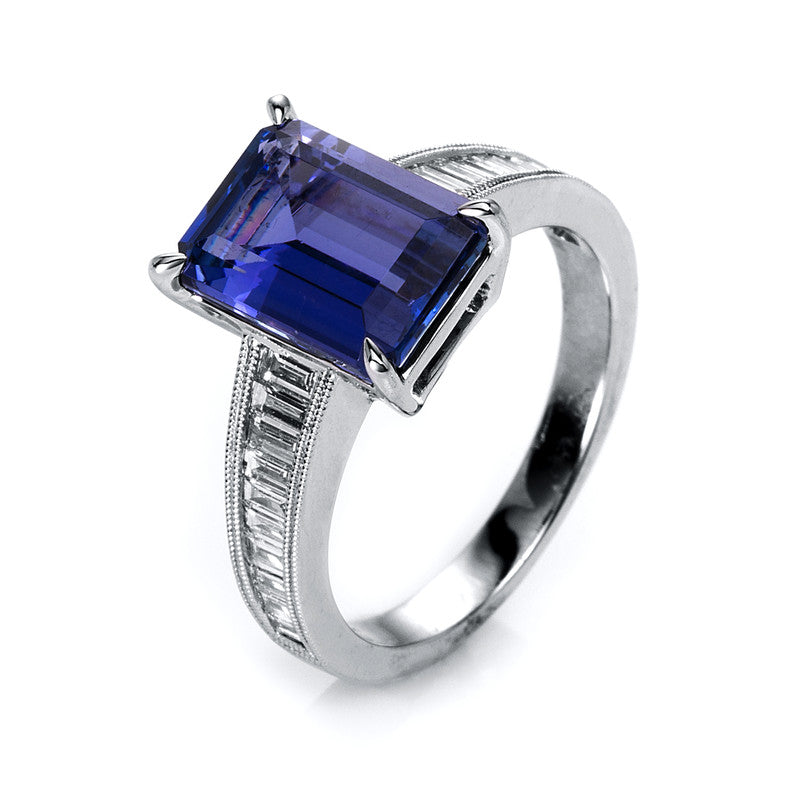 Кольцо 4 зубца Белое золото 18 карат