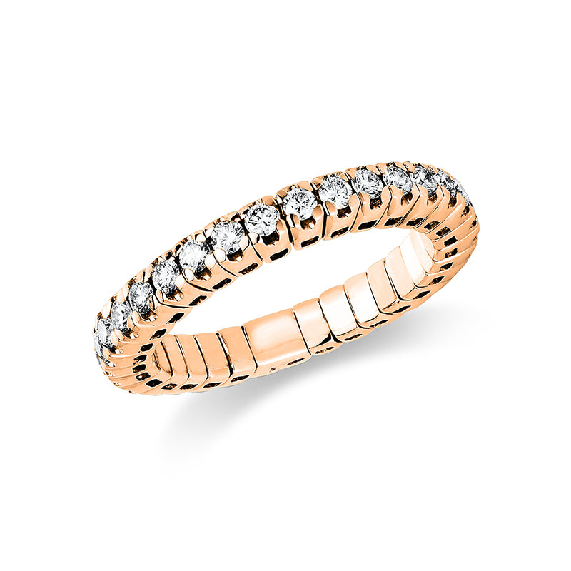 Ring with 4 prongs, 18 kt. RG, flex band, variable