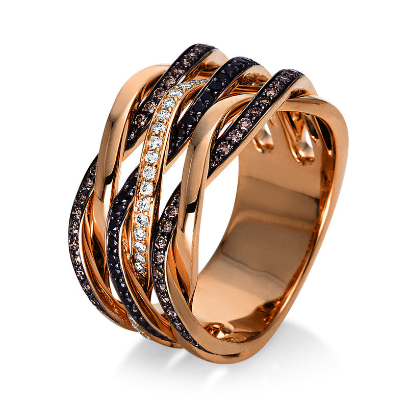 Кольцо 18 карат RG, частично черное родиевое покрытие