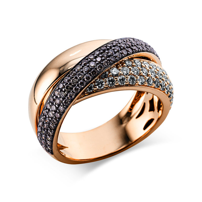 Ring 18 kt RG, setting partly black rhodinium