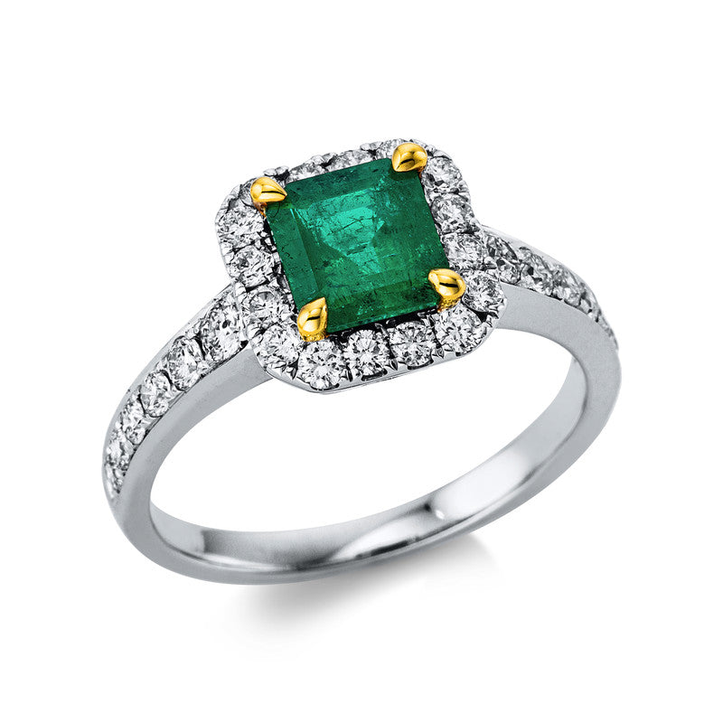 Ring 4 prongs 18 kt WG+GG