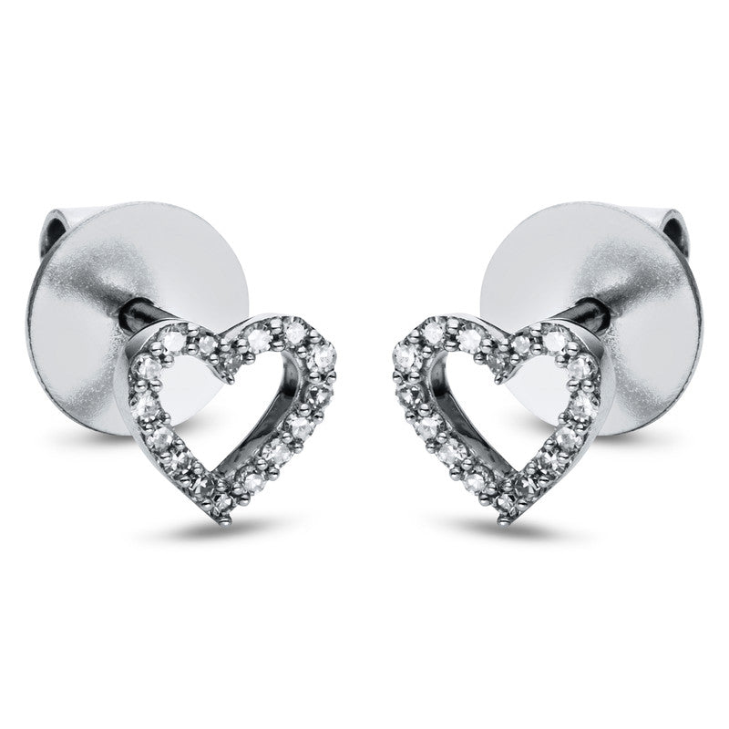 Серьги-гвоздики 18 карат WG сердце