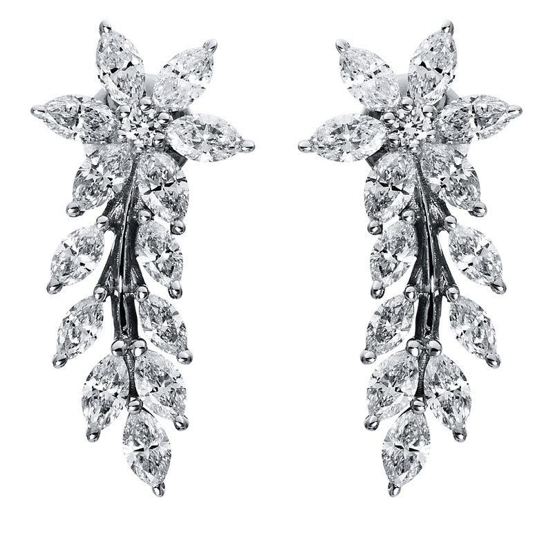 Серьги 18 карат белого цвета