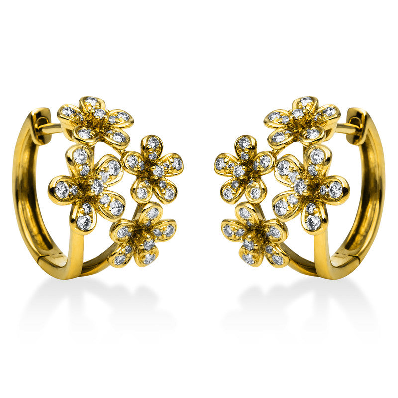 Серьги-кольца 18 карат GG цветы