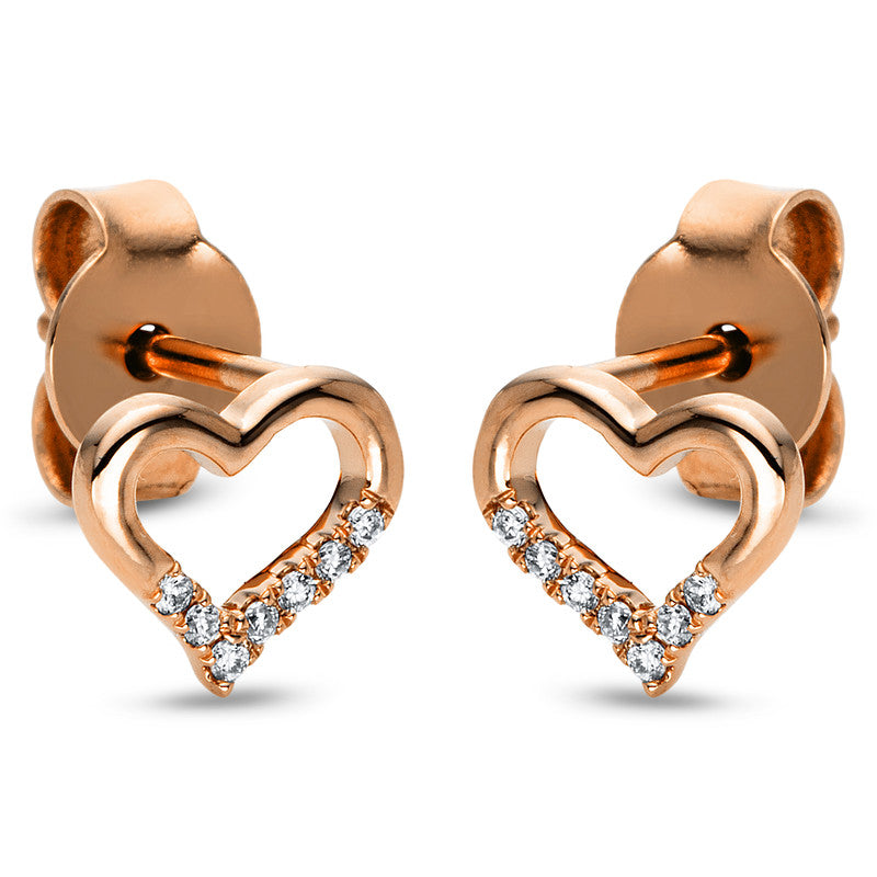 Серьги-гвоздики 18 карат RG сердце