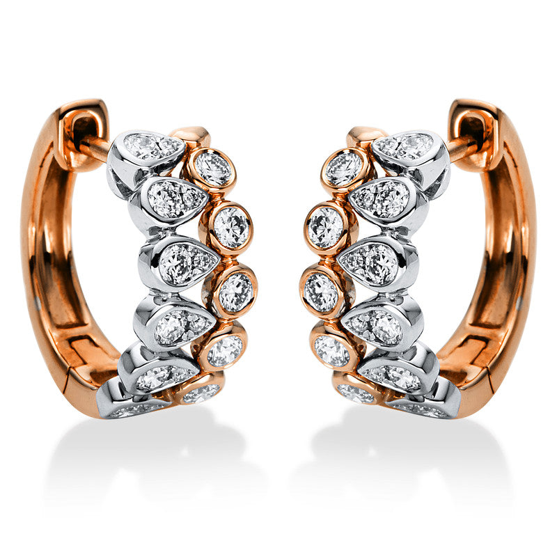 Серьги-кольца 18 карат RG+WG