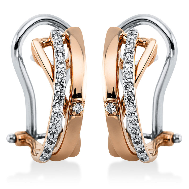 Серьги-кольца 14 карат RG+WG