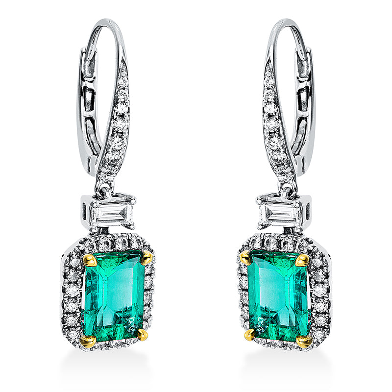 Серьги 4 зубца 18 карат WG+GG