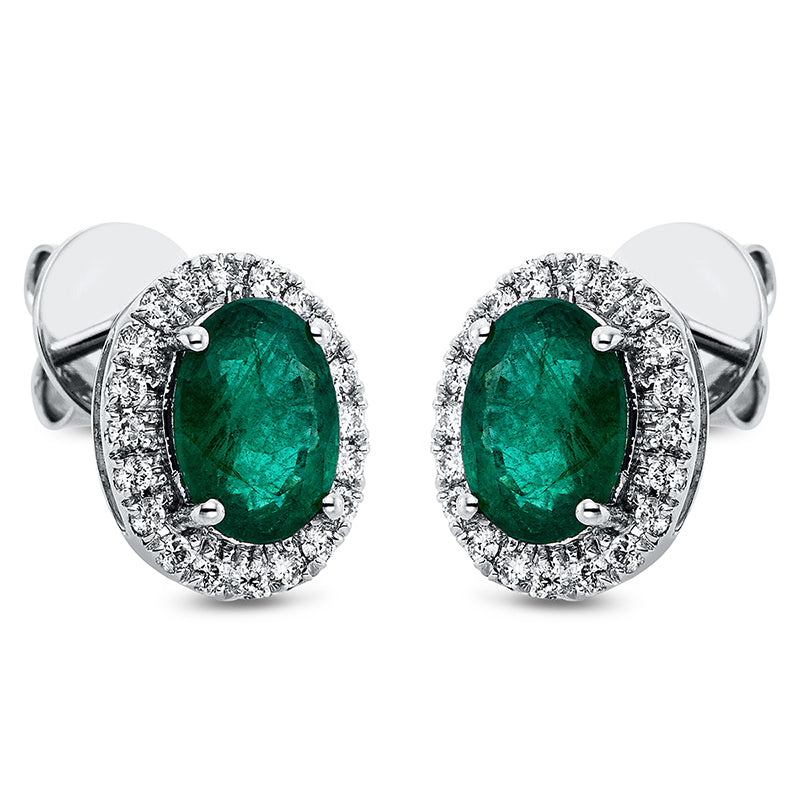 Серьги-гвоздики 4 шт. Белое золото 18 карат