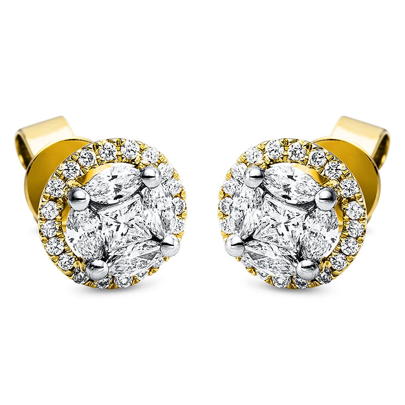 Серьги-гвоздики 4 зубца 18 узлов GG+WG