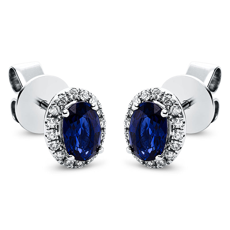 Серьги-гвоздики 4 шт. Белое золото 18 карат