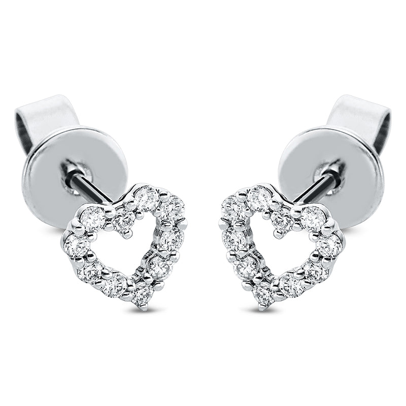 Серьги-гвоздики 18 карат WG сердце
