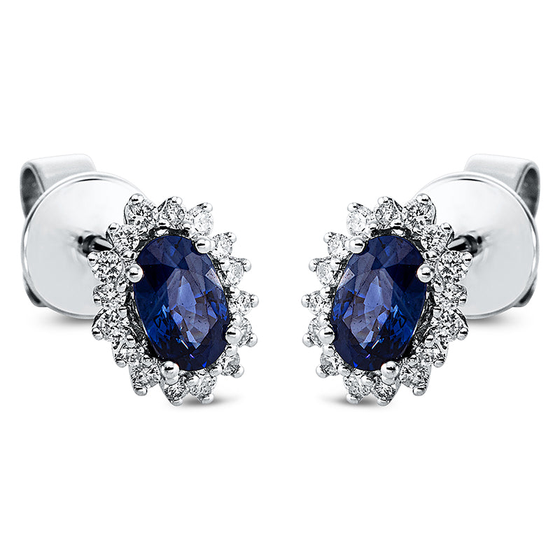 Серьги-гвоздики 4 шт. Белое золото 18 карат