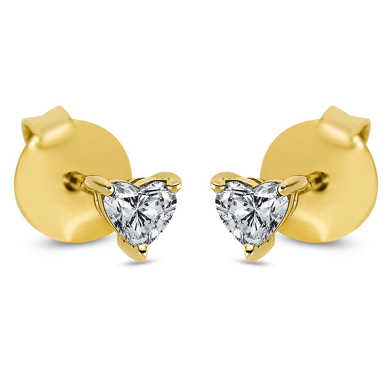 Серьги-гвоздики с 3 штырями Сердце из золота 18 карат