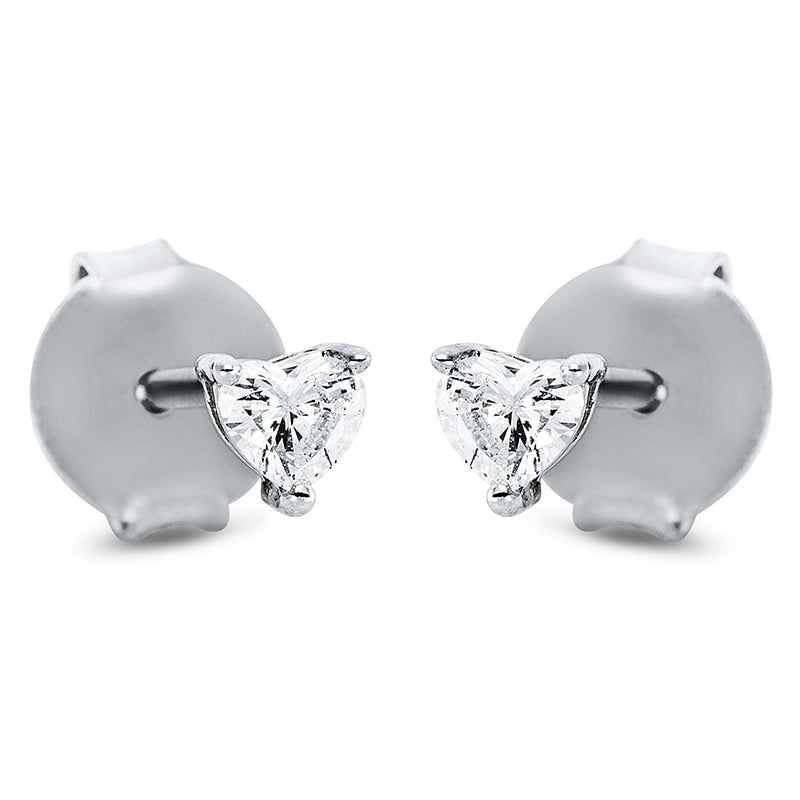 Ушные шпильки 3 штыря 18 карат WG Сердце