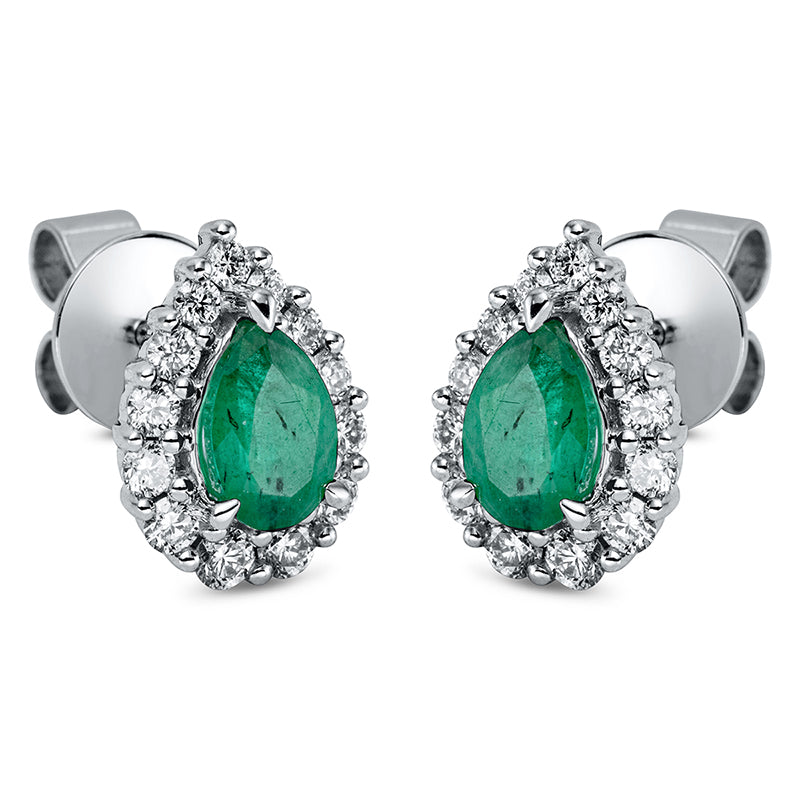 Ear studs 3 prongs 18 kt white gold