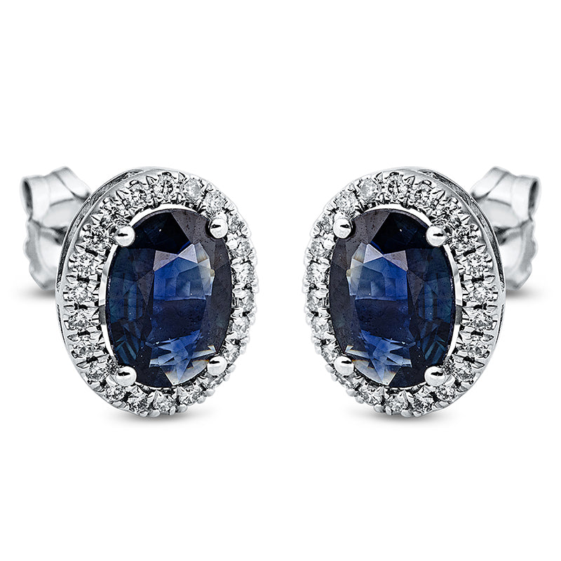 Серьги-гвоздики 4 шт. Белое золото 18 карат