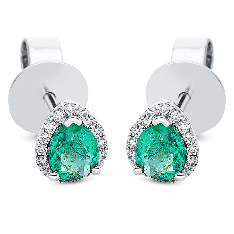 Серьги-гвоздики с 3 штырями Каплевидное белое золото 18 карат