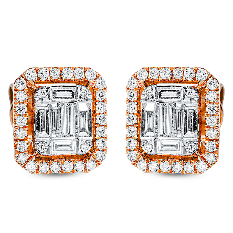 Серьги 18 карат RG+WG