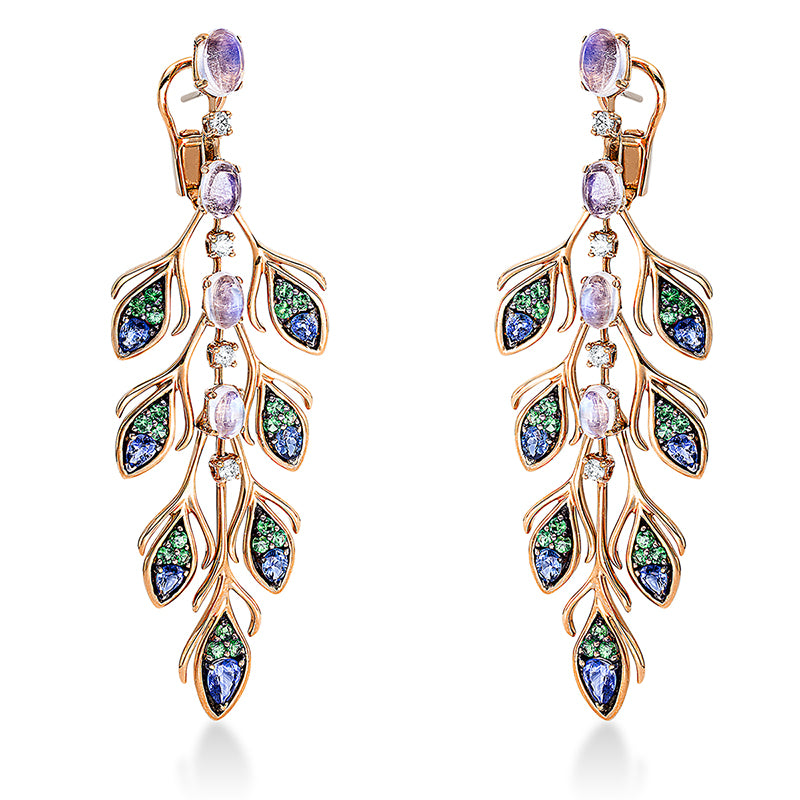 Серьги Листовое розовое золото 18 карат