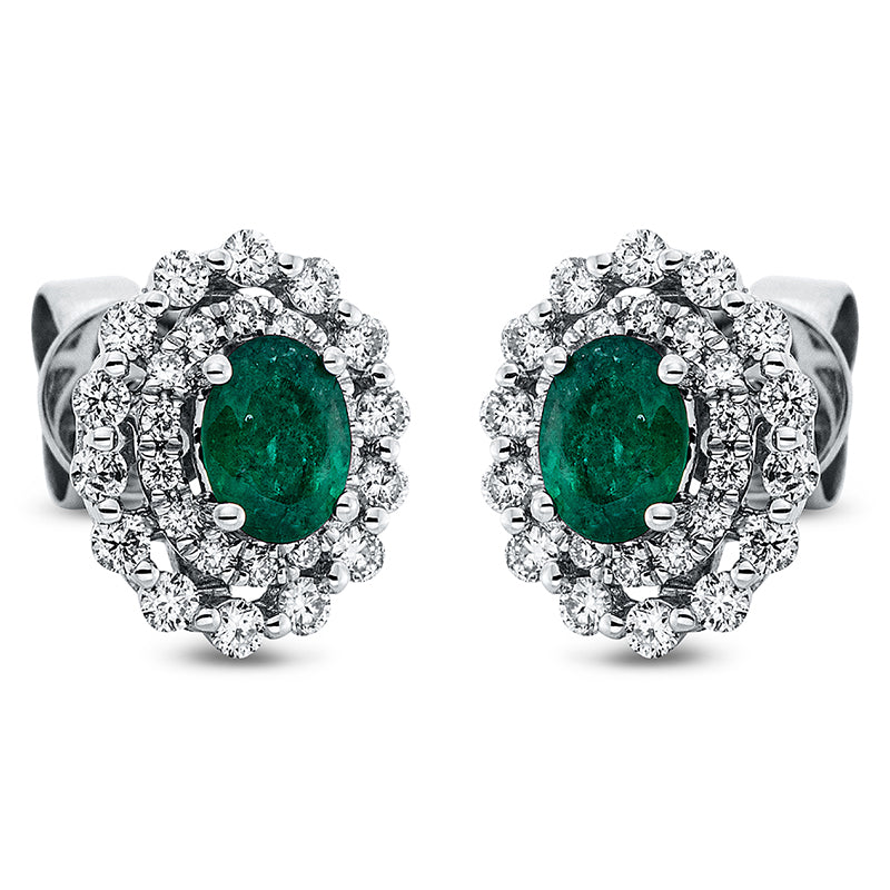 Серьги-гвоздики 4 шт. Белое золото 18 карат