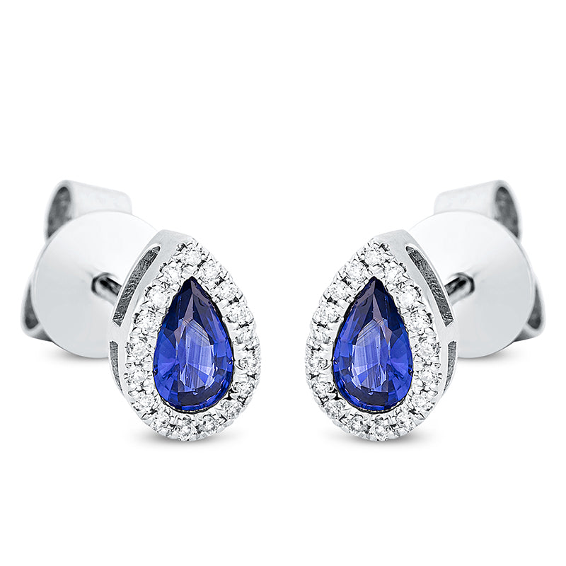 Ear studs 3 prongs 18 kt white gold