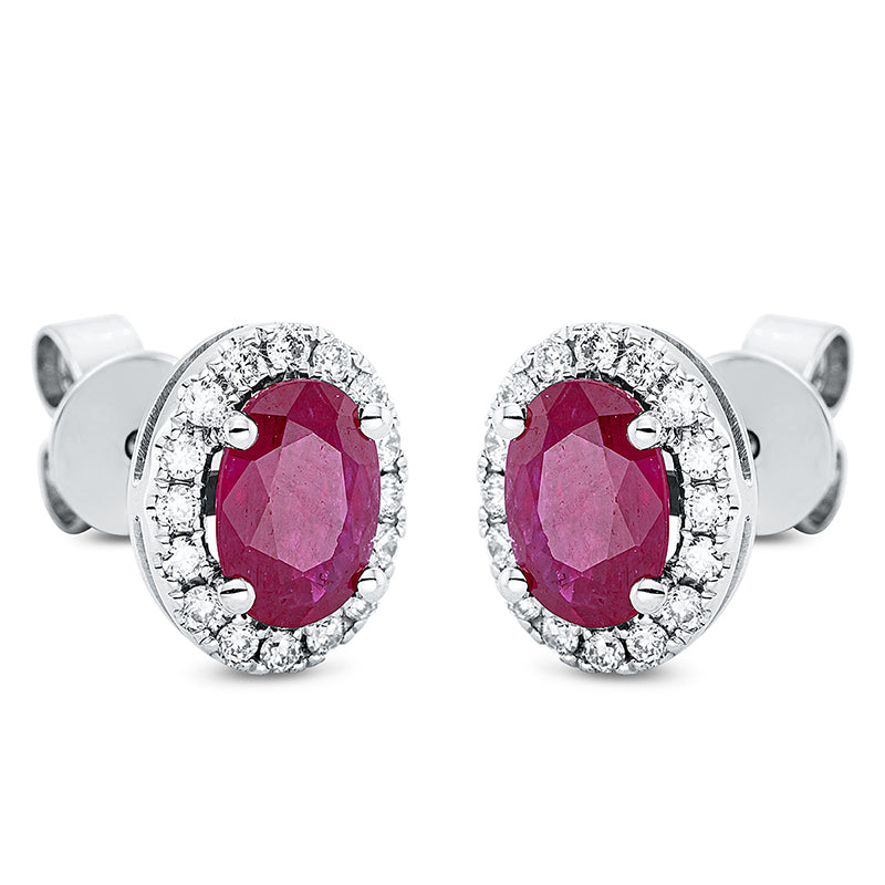 Ear studs 4 prongs 18 kt white gold