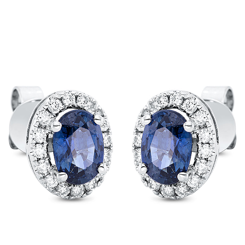 Ear studs 4 prongs 18 kt white gold