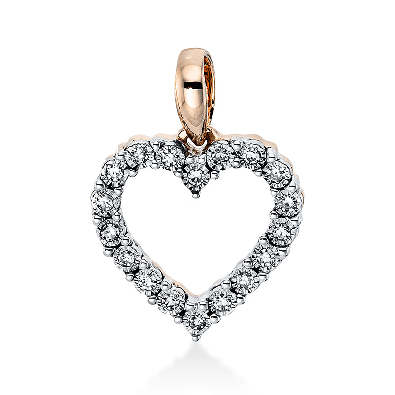 Pendant 18 kt RG+WG heart, with eyelet