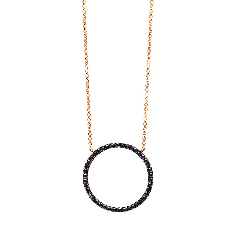 Collier 18 kt RG Kreis, Fassung schwarz rhodiniert