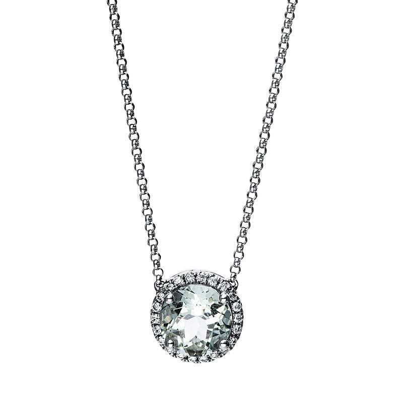 Ожерелье 4 зубца Белое золото 18 карат с ZÖ 40,6 см