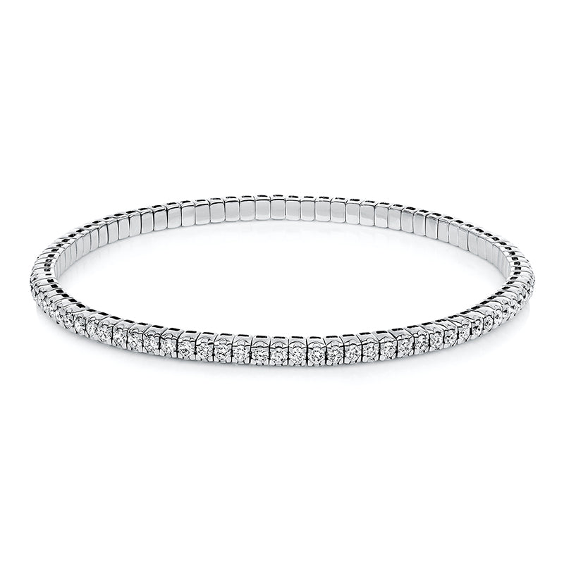 Браслет с 4 зубцами, белое золото 18 карат, гибкая лента, регулируемая длина, родиевое покрытие