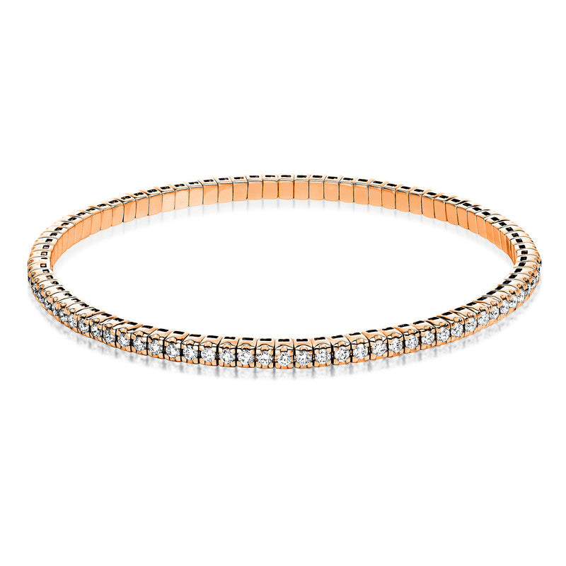 Браслет с 4 зубцами, розовое золото 18 карат, гибкая лента, регулируемая