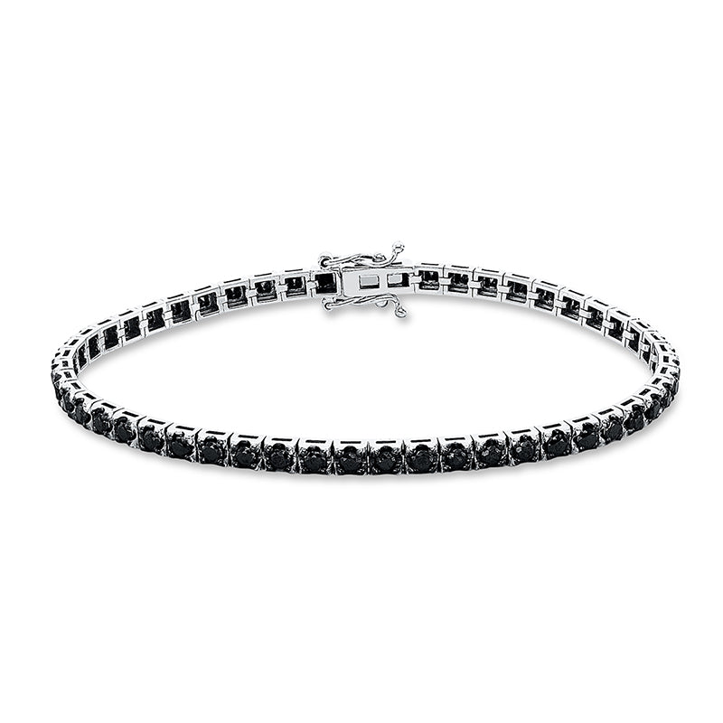 Браслет с 4 зубцами, белое золото 18 карат, черное родиевое покрытие