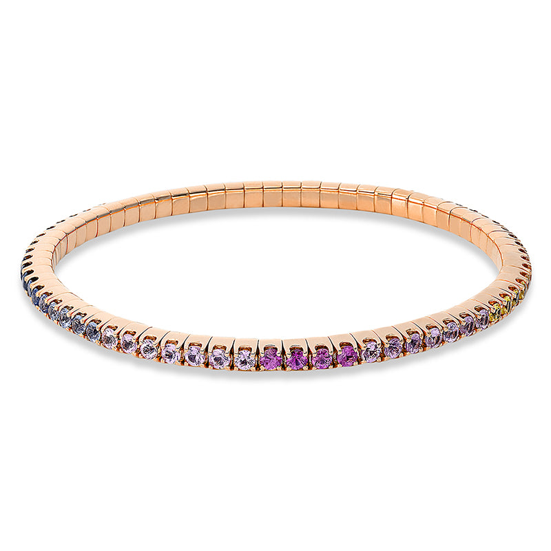 Bracelet with 4 prongs, 18 kt rose gold, flexible band, variable