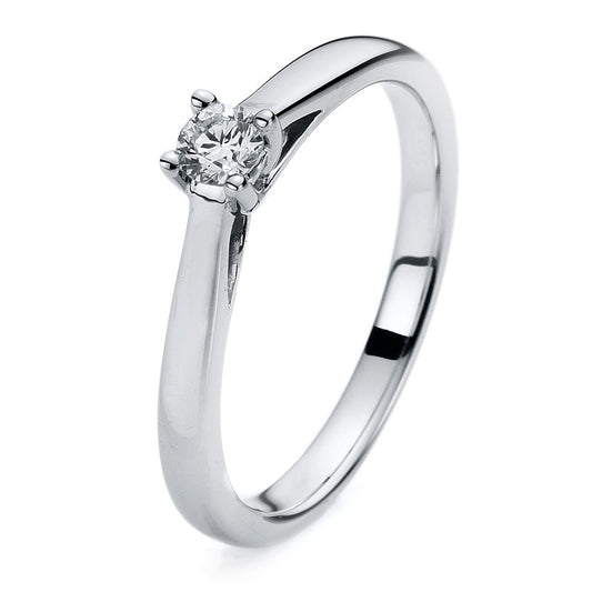 Ring 4 prongs 14 kt white gold