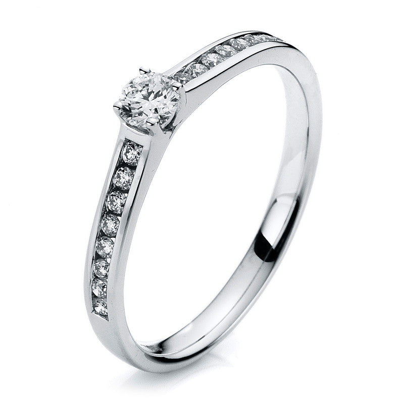 Ring 4 prongs 14 kt white gold