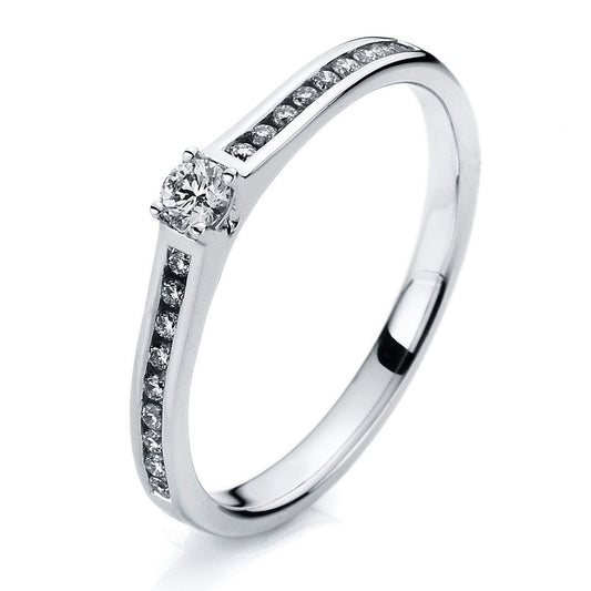 Ring 4 prongs 18 kt white gold