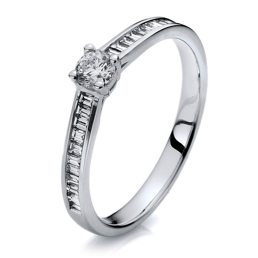 Ring 4 prongs 18 kt white gold