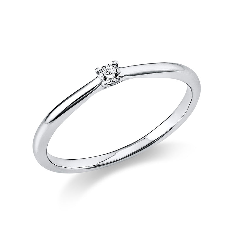 Ring 4 prongs 14 kt white gold