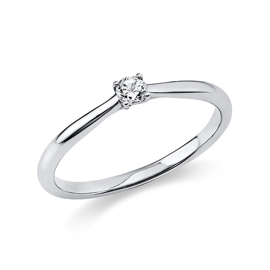 Ring 4 prongs 14 kt white gold