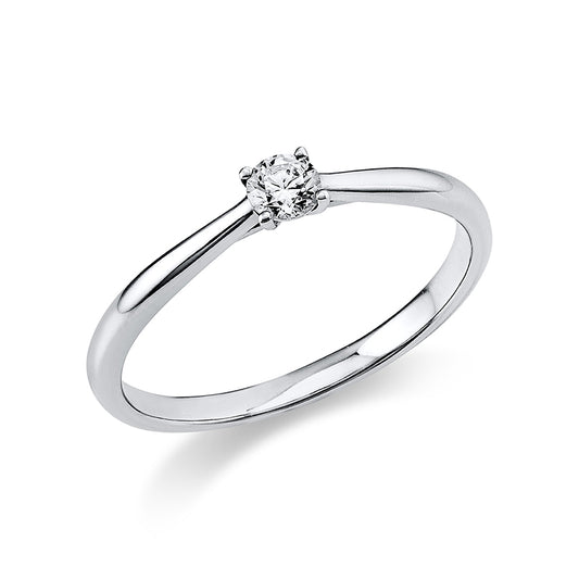 Ring 4 prongs 14 kt white gold