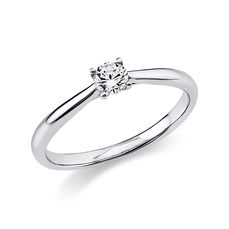 Ring 4 prongs 14 kt white gold