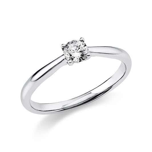 Ring 4 prongs 14 kt white gold