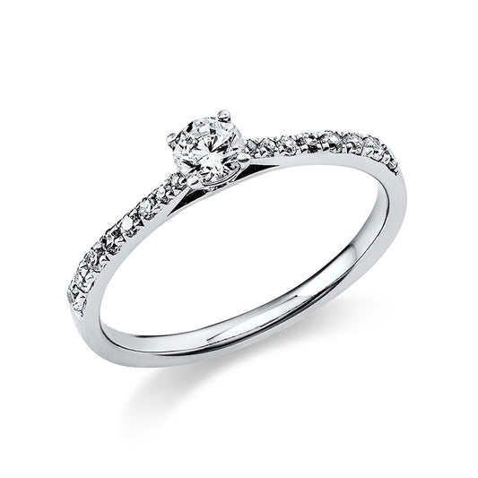 Ring 4 prongs 14 kt white gold