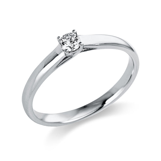 Ring 4 prongs 18 kt white gold